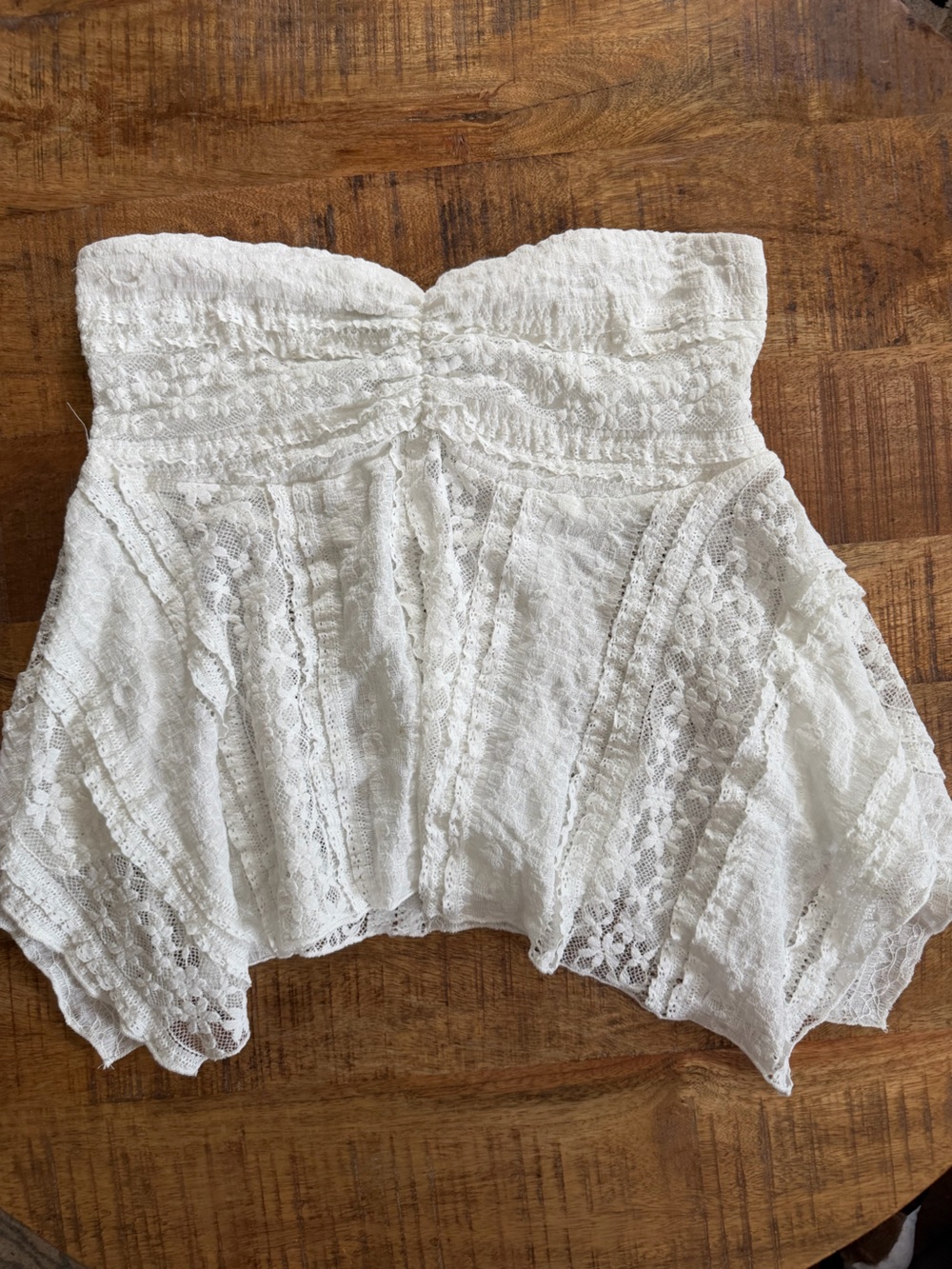 White Lace Babydoll Peasant Top
